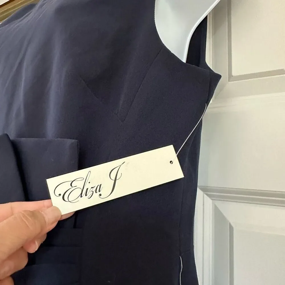 Eliza J Ruffle Front Gown Navy size 12 - Picture 12 of 12